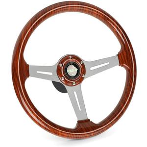 RASTP 13.5 Inch Wood Grain Boat Steering Wheel with 3/4 Axle Marine Steering Wheel Adapter for Most Marine boats,Vessels,Yachts,Pontoons, Style E, RS-STW044+QR045