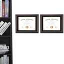 ELSKER&HOME Diploma Frames 11x14 with Mat- Solid Cherry Wood - Display 11x14 Document/Certificate with Mat or 15x18 without Mat - Wall Mount Display (Double Mat, Black Mat with Golden Rim)