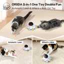ORSDA Cat Laser Toy, 2-in-1 Interactive Automatic Motion Activated Moving 8 Holes Whack A Mole Feather, USB Rechargeable Electronic Smart Sensor Kitten Toys for Indoor Exercise