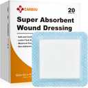 Carbou 4"x 4" Super Absorbent Wound Dressing Pads, 20 Individual Pack, Non Adhesive Absorbent Bandages for Wound Care, Soft Highly Absorbent Dressing, Non Stick Gauze Pads for Wounds