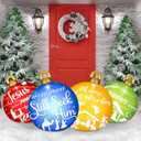 Jetec 4 Pcs 32 Inch Giant Inflatable Christmas Ball Large Xmas Inflatable Ornaments PVC Outdoor Holiday Blow Ball Outside Yard Lawn Porch Decorations(Cute Color, Religious)