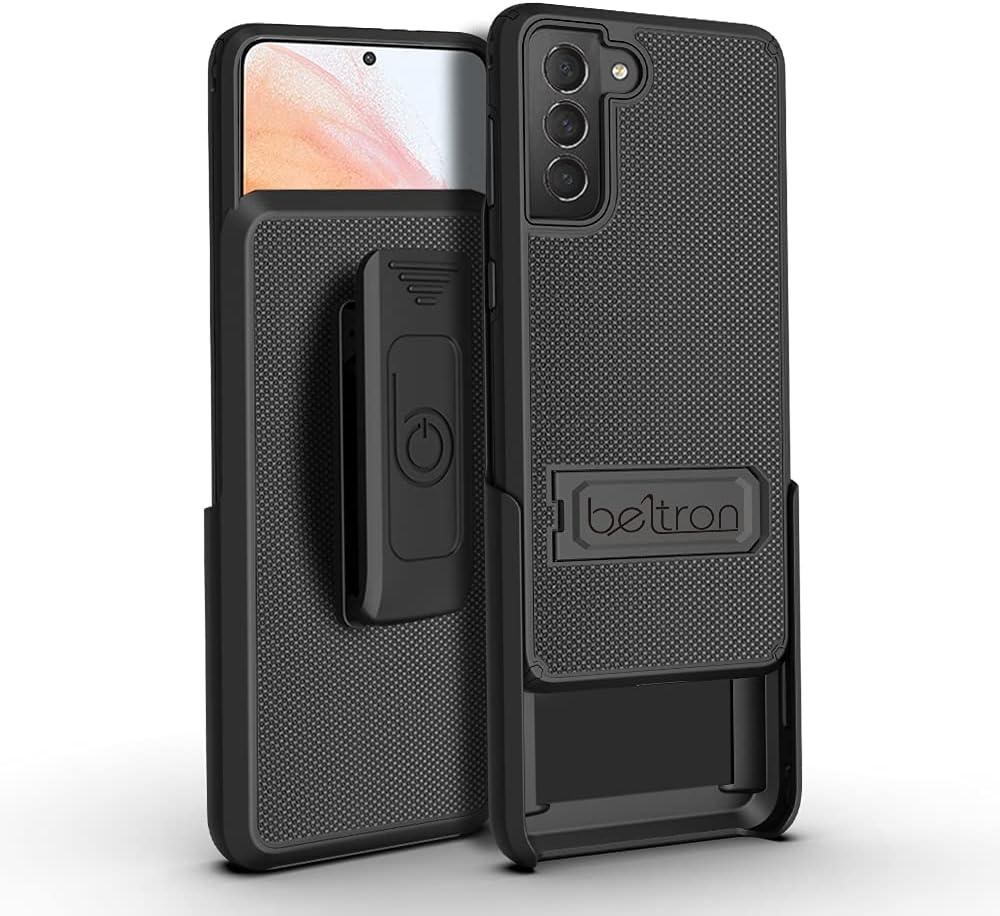 BELTRON Case & Belt Clip for Samsung Galaxy S21 5G, Slim Protective Grip Case & Swivel Belt Clip Combo with Kickstand and Card Holder (Galaxy S21)