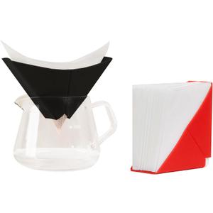 Pour Over Coffee Maker Set  Premium Non-Woven Filters 2 Color Portable Silicone Dripper, No Pre-Rinsing, Adjustable Flow Rates, Perfect for Home, Travel & Camping (Black/Red)