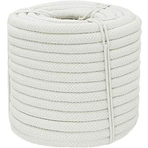 Braided White Cotton Rope (3/8 inch x 100 ft) Natural Soft Utility Rope