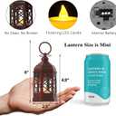 8-Pack Mini Lanterns for Ramadan, Wedding, Festivals, Small Decorative Lanterns with LED Candle for Baby Shower Party, Moroccan Lantern for Table Centerpiece, Medieval Decor, Red Brushed