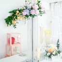 Set of 10 Metal Flower Stands for Centerpieces - 35.4inch Tall Wedding Centerpieces for Tables, Luxury Acrylic Crystal Flower Vases for Parties Wedding Birthday Christmas Home DecorSilver,10pcs