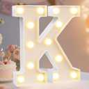 Pooqla LED Marquee Letter Lights Sign, Light Up Alphabet Letter for Home Party Wedding Decoration K (Warm White)
