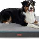 Bedsure Memory Foam Dog Crate Bed for Extra Large Dogs - XL Orthopedic Pet Beds with Removable Washable Cover and Nonskid Bottom - Plush Flannel Fleece Top Pet Mat, Grey