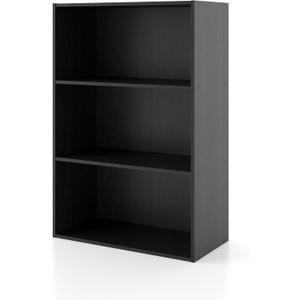 Homes: Inside + Out Apexa 3-Tier Cube Storage Organizer Shelves, Stackable Wood Bookcase Fits Cubby Bins for Organization, Dorm Teen Room Decor & Home Office, Black