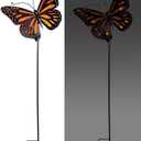 Sunset Vista Designs Decorative Metal Garden Stake with Solar Lights for Outside Waterproof LED Light Yard Decoration, 51", Butterfly - Orange, 17.32" x 1.97" x 51.97"