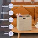 OIAHOMY Storage Cubes, 11 Inch Cube Organizer, Collapsible Storage Bins, Baskets for Organizing, Bins for Shelves-Brown, 2-PACK