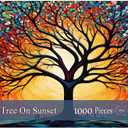 Puzzles for Adults 1000 Pieces - Stained Glass Tree on Sunset Jigsaw Puzzles 1000 Pieces - Challenging Jigsaw Puzzles for Game Nights, Vibrant Colors & Premium Quality