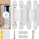 7" Hidden Door Hinge/Concealed Hinges,Invisible Hinges,Invisible Door Silent 180 Degree Swing Hinge 3-Way Adjustable Butt 7 x 2.8 x 1 (Pack of 2) (White 7 inches)