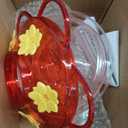 Hummingbird Feeder, Glass Bottle Bird Feeders, 5 Feeding Ports, 10-Ounce Nectar Capacity (Red)
