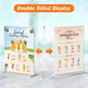 3 Pack Acrylic Sign Holder 8.5 x 11 Inches, Clear Menu Stand, Vertical Flyer Display, Table Paper Holder, Desk Brochure, Plastic Sign Display for Restaurants, Office, Store