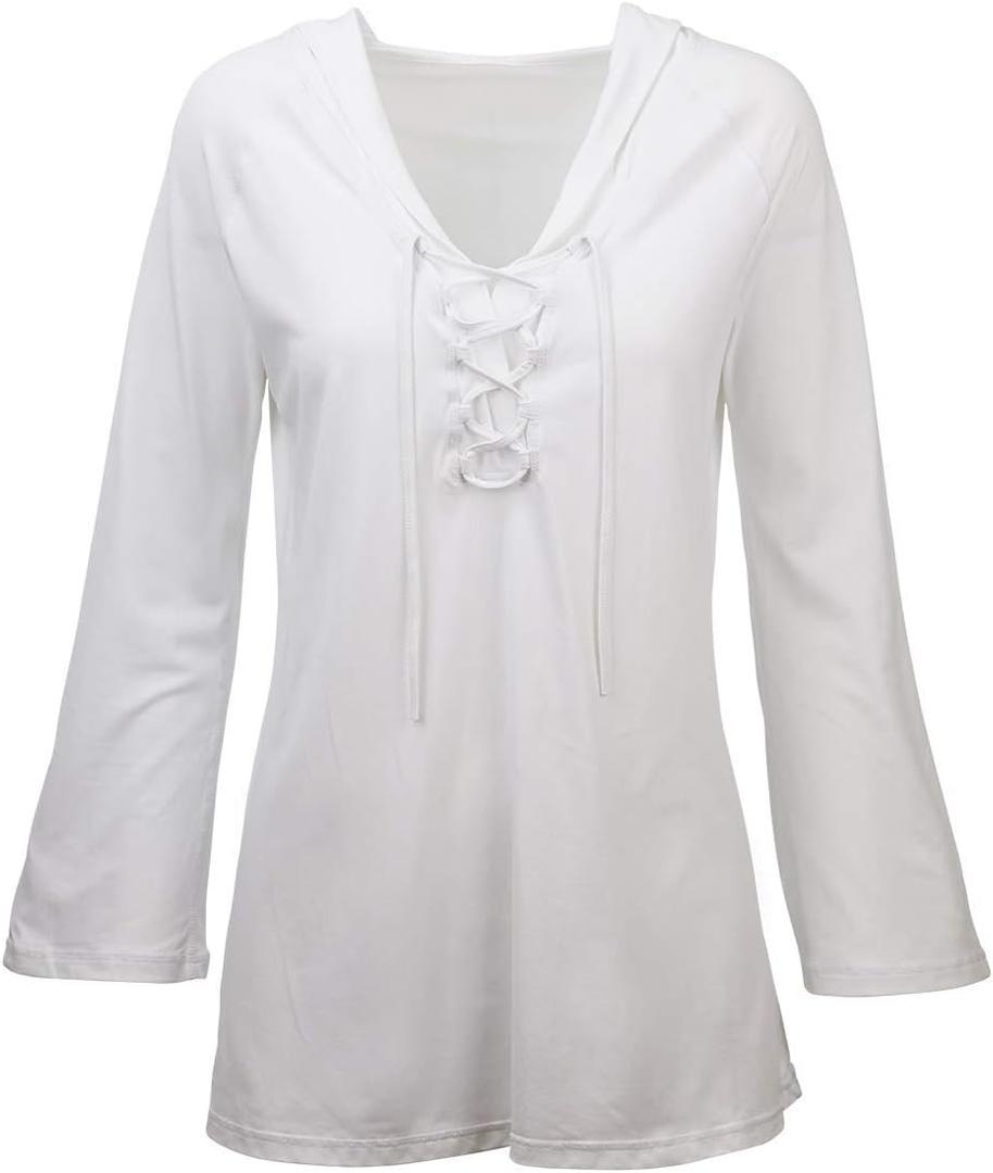 UV SKINZ Womens UPF 50+ Beach Cover Up with Hood  Sunblock Fabric (Large, White)