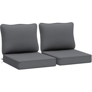 AAAAAcessories Outdoor Deep Seat Cushions, Waterproof, Fade-Resistant Patio Furniture Replacement Cushions, 24" x 24" x 5", Set of 2, Dark Gray (24x24-19'' Mid Back-2 Count)