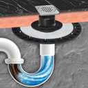 Shower Drain Kit Compatible with Schluter Kerdi System with Integrated Bonding Flange 4" Stainless Steel Square Drain Grate 2" Outlet and Waterproof Corner Seals, Silver
