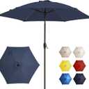 7.5FT Large Outdoor Patio Umbrella with Crank & Tilt - Durable Market Umbrella for Outdoor Patio with 6 Fiberglass Ribs for Poolside,Deck,Yard,Garden