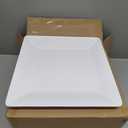 TP 12-Piece Melamine Dinnerware Sets, Plates and Bowls Dishes Set for 4, Break-Resistant & Non-Microwavable, Lightweight Square Dinner Plates, White