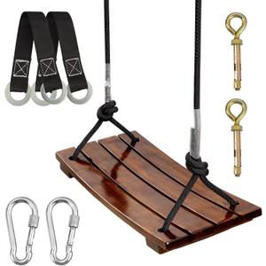 PELLOR Anticorrosive Wood Swing Seat - Waterproof, Indoor/Outdoor, 17.7x7.9x0.6 inch (Chocolate)