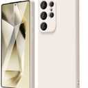 oakxco for Samsung Galaxy S25 Ultra Case Silicone, Thin Slim Grip Soft Rubber Gel Protective Phone Case for Women, Matte Plain Solid Color Aesthetic Cute Girly Case with Camera Cover, Beige Stone