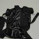 Lilosy Sexy Chain Strappy Garter Belt Women Lingerie Set Rave Outfits (Small, Latex Black)