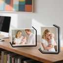 4x6inch 2 Pack Acrylic Picture Frames L Shaped Floating FrameDouble Sided Frames Artistic Modern picture Frame. (Grey, 4X6)