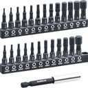 toolant 26 Pcs Hex Head Allen Wrench Drill Bit Set,1/4Hex Shank Quick Change Bit Holder,Metric and SAE Durable Allen Key Drill Bits with Strong Magnetic,1 Long with Storage Box