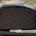 Car Seat Covers Full Set, Breathable and Waterproof Napa Leather Car Seat Cover, Interior Universal Fit for Cars, Sedans, SUVs, Vans, Trucks (Full Seat, Black + Red)