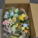 Riceshoot 6 Pcs 11 Inch Easter Egg Wreath Decorations with Ribbon Bow for Front Door Kitchen Cabinet Small Window Spring Artificial Flower Wreath with Pastel Eggs and Mixed Twigs for Home Farmhouse