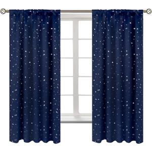 BGment Kids Blackout Curtains for Bedroom, Rod Pocket Room Darkening Curtains Decoration Thermal Insulation Window Drapes for Nursery, Children Room, 2 Panels, Each 52 x 63 Inch, Navy Blue (52"W x 63"L (Pack of 2))