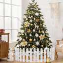 Christmas Tree Fence 28 Pcs White Christmas Tree Gate 16.5inch Tall Outdoor Christmas Decorations Reusable Tree Fence Barrier for Dogs Cats and Kids