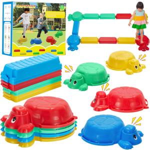 Balance Beams Stepping Stones For Kids - 12 Piece Turtle Jumping Stepping Stones Balance Beams, Toddler Indoor or Outdoor Play Obstacle Course, Stocking Stuffers for Active Kid Ages 2 3 4 5 6 Year Old