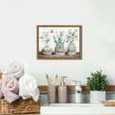 Farmhouse Bathroom Decor Wall Art, Framed Green Botanical Rustic Cotton Pictures Canvas Wall Decor Painting, Country Relax Soak Unwind Sign Artwork Posters Prints for Bathroom 12x16In Dark Wood Frame