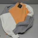 ZAFUL Womens Mock Neck Cropped Sweaters Color Block Lantern Sleeve Pullover Tops 2025 Fall Clothes Winter Outfits, S