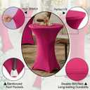Cocktail Table Cover, 2 Pack Spandex Fitted Cocktail Tablecloths, Stretch Round High Top Table Cloths for Bar Wedding Party Banquet, Magenta, 30"-32" Diameter x 40"-43" Height