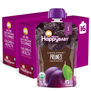 Happy Baby Clearly Crafted, Organic Baby Food, Stage 1, Prunes, 3.5oz Clear Pouch (16 Count), BB Date: 20/06/26