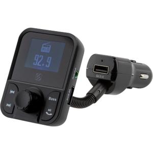 Scosche SBTFM1-XCES0 Bluetooth 5.0 FM Transmitter w/ Dual USB Charger Ports, LCD Screen, Adjustable Neck & Aux Port, Wireless Radio Bluetooth Adapter, Hands-Free Car Kit for Phone Calls & Music Player (Black)