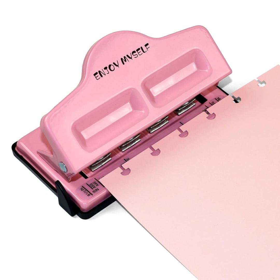 Mushroom Discbound Hole Punch, 4 Holes Mushroom Paper Puncher for Disc Bound Planner (Pink)