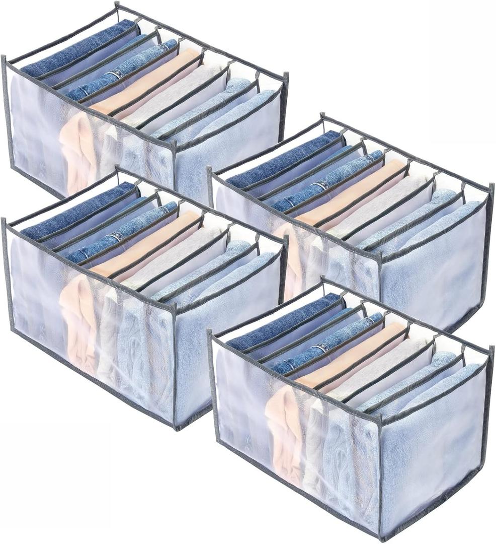 TIGARI Wardrobe Clothes Organizer, Drawer Organizer for Clothing, Closet Organizers and Storage, Drawer Dividers for Clothes, Mesh Separation Box for Thin Jeans, Trousers, T-shirts, Skirts