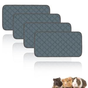 4 Pack Guinea Pig Cage Liners Washable Guinea Pig Bedding Reusable Waterproof Super Absorbent Guinea Pig Pee Pads Anti Slip Mat for Small Animals Rabbit Hamster Rat -28 x 14 Inch (Dark Grey)