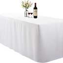 4 Feet (L x W: 48"X30") Rectangle Fitted Tablecloth for Wedding Party Banquet,Polyester Cloth Fabric Cover, White