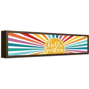 Summer Decor, Hello Sunshine Sign, Front Door Decor, Summer Wood Decors for Home, Office, Garden, Bedroom, Housewarming Gift, Sunshine Gifts, Rustic Farmhouse Decors, 14.9x3.3 inches