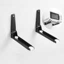 304 Stainless Steel Microwave Shelf Wall Mount,Microwave mounting kit, Foldable, 8 x 8.5 inches, Set of 2 (Black)