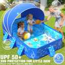 2026 Kiddie Pool with Canopy,Baby Swimming Pool for Toddler,Non-Inflatable Portable Pool for Kids,Foldable Toddler Pool with Shade,Kiddie Pool for Backyard,Pop Up Baby Beach Pool 53''40''33''