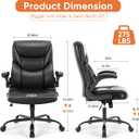 Sweetcrispy Computer Gaming Chair, Ergonomic High Back Heavy Duty Task Desk Office Chairs with Wheels, Flip-up Arms, Adjustable Height, PU Leather,Inky, 20" L x 21.85" W x 44.48" H