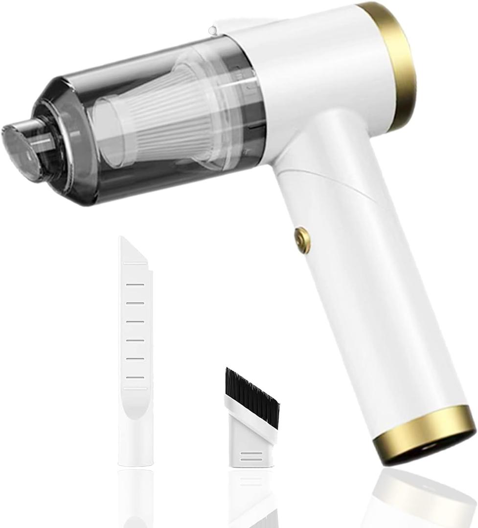 Handheld Vacuum Cordless, 9000Pa Strong Suction, 90Foldable Mini Portable Vacuum Cleaner, Rechargeable and Lightweight Hand Vacuum with LED Light for Car/Home/Pet Cleaning(White)