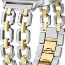 Wearlizer Metal Bands Compatible with Samsung Galaxy Watch 8 Band 40mm 44mm/Watch 8 Classic 46mm, No Gap Dressy Stainless Steel Chain Strap Wristbands Accessories for Women (Silver/Gold)