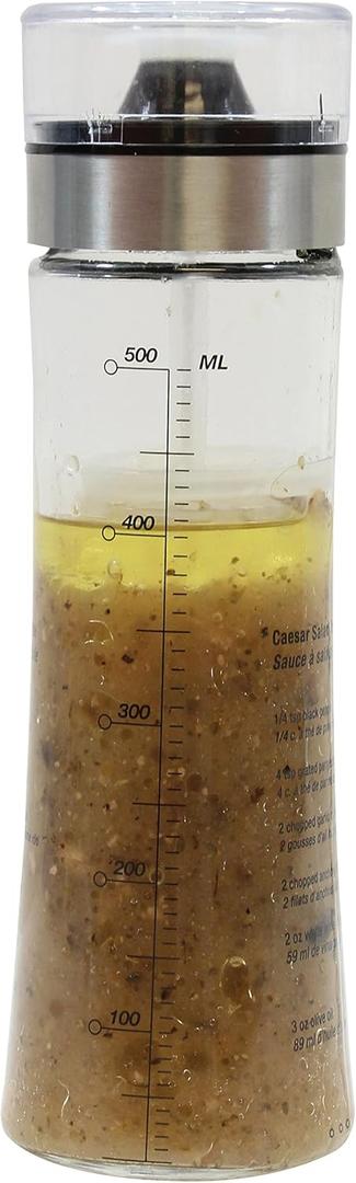 Tablecraft Salad Dressing Shaker, Glass with Plastic & Metal Pour Spout Top, Clear ((Pack of 1))